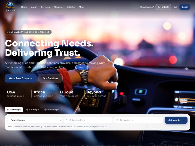 Olamajesty Global Logistics website